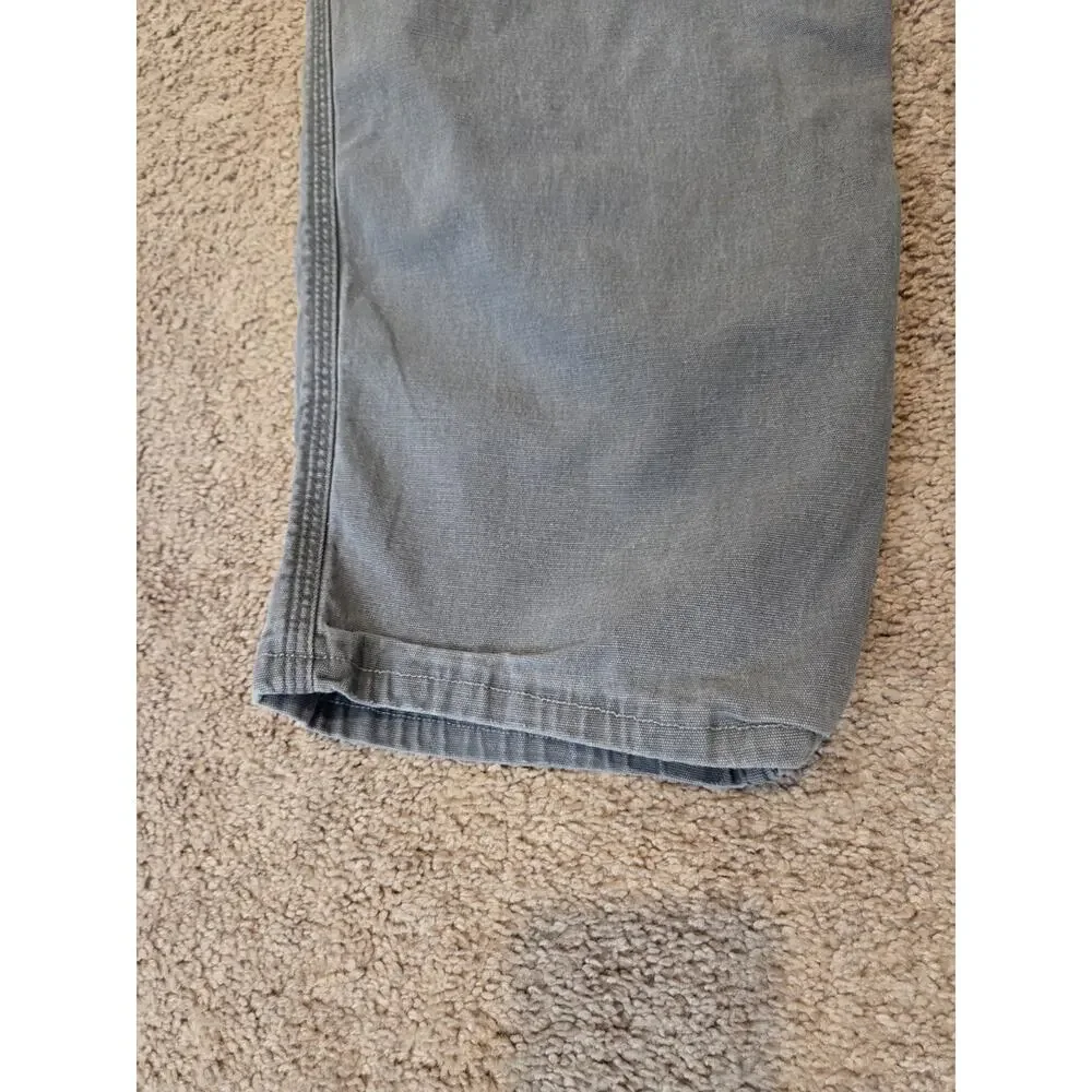 Carhartt Gray Relaxed Fit Canvas 5 Pocket Work Pants, Men’s Size 42x27